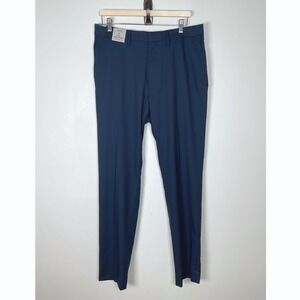 Reaction Kenneth Cole Mens 36x34‎ Shadow Check Slim Fit Stretch Blue Pants